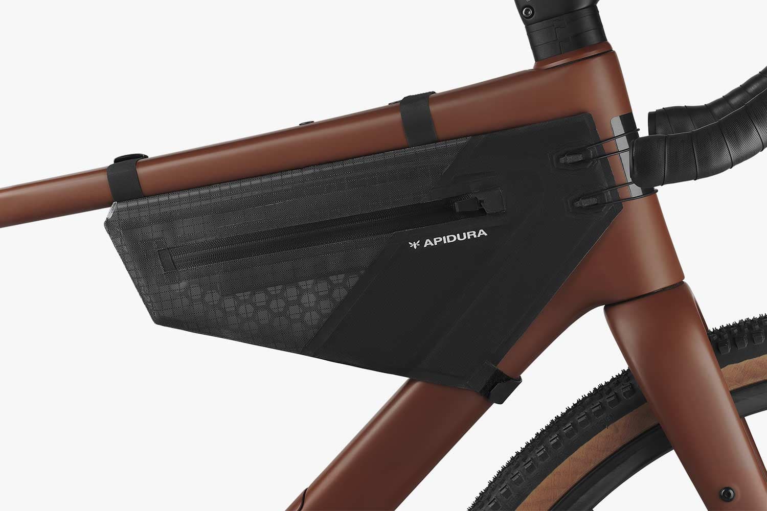 Apidura Aero Frame Module bikepacking bag on a bike